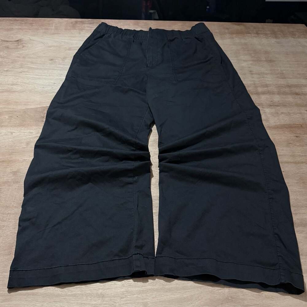 GAP Y2K Black Wide Leg Utility Pants Elastic Waist Size Large